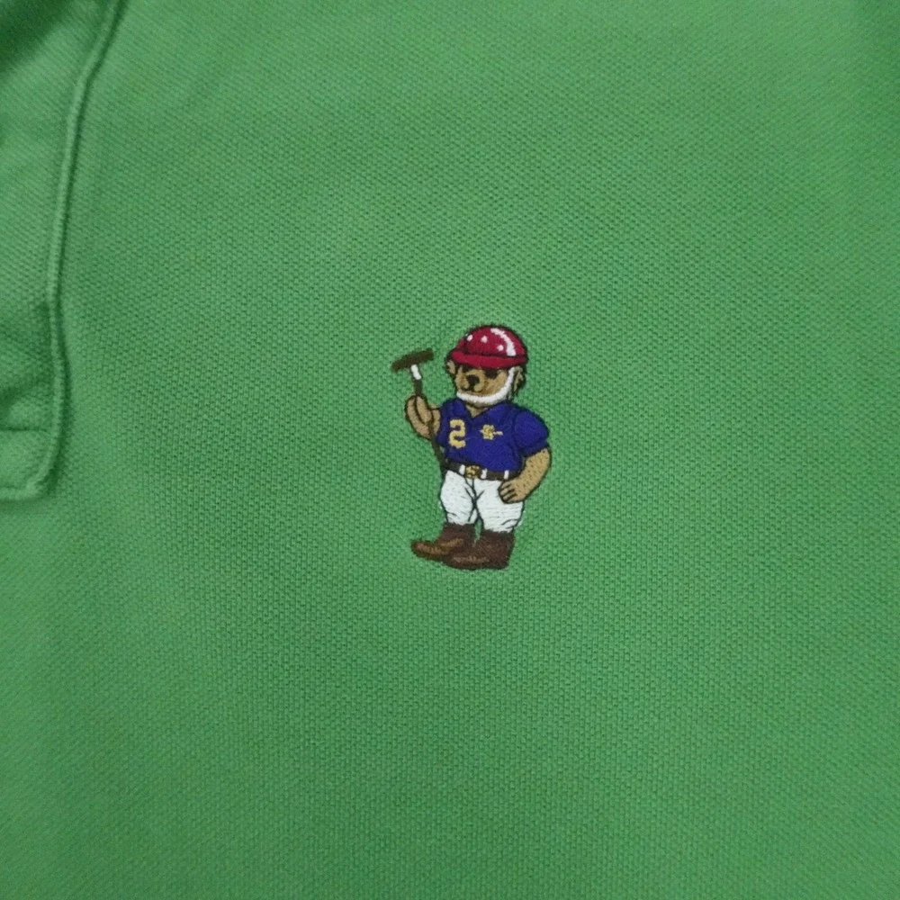 Polo Ralph Lauren Shirt Men S Green Polo Bear Short Sleeve Vintage RL 14 Logo